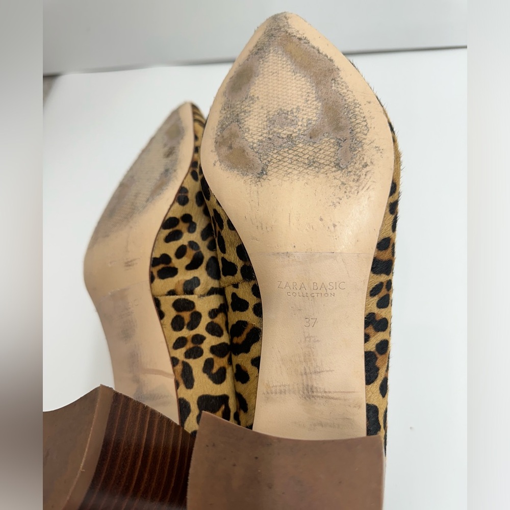 Zara Leopard Print Block Heel Pumps - Tan, Black - Picture 15 of 15